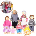 7 Pieces Wooden Dollhouse Family Set Mini People Figures D650