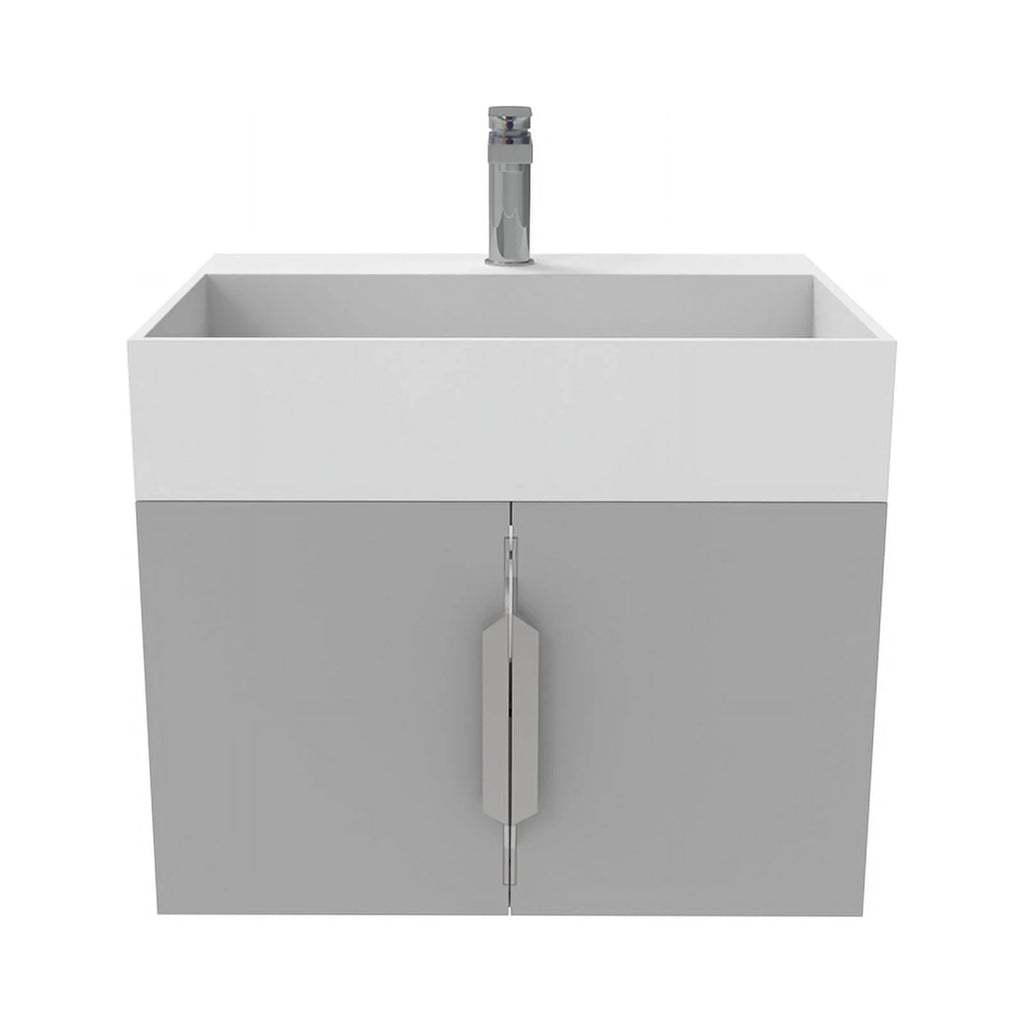 Gray Wood Floating Vanity with White Top T960412