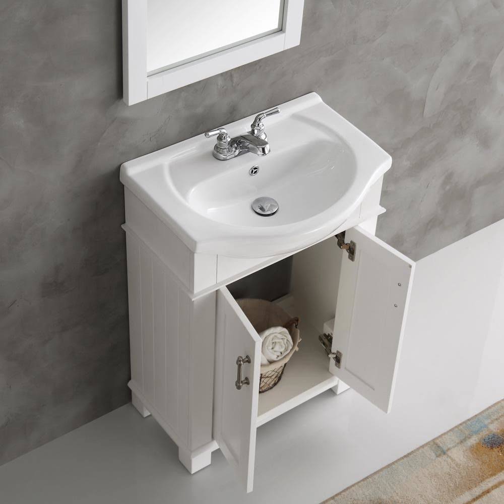 White Ceramic Top Bathroom Vanity Cabinet M565169