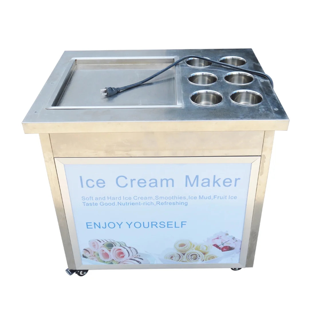 Commercial Fried Yogurt Machine with Dust Cover & 6 Buckets I385