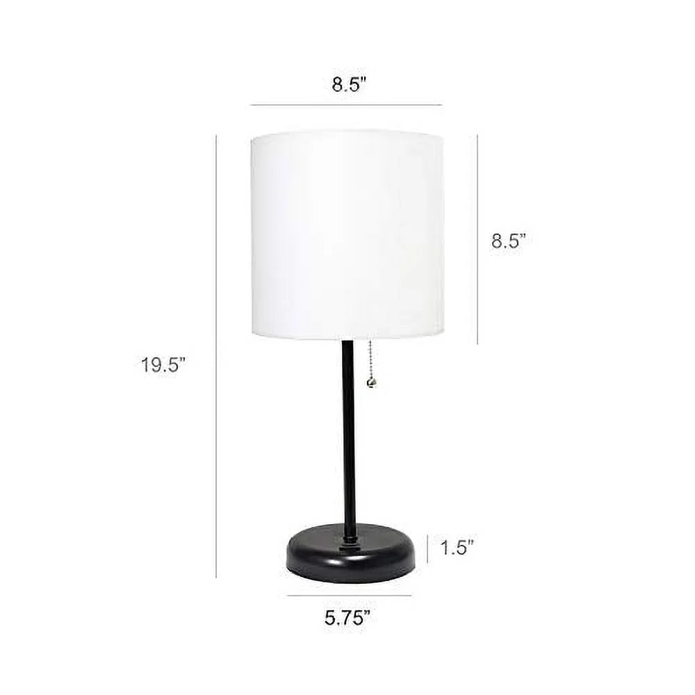 Black Stick Lamp with Fabric Shade A824