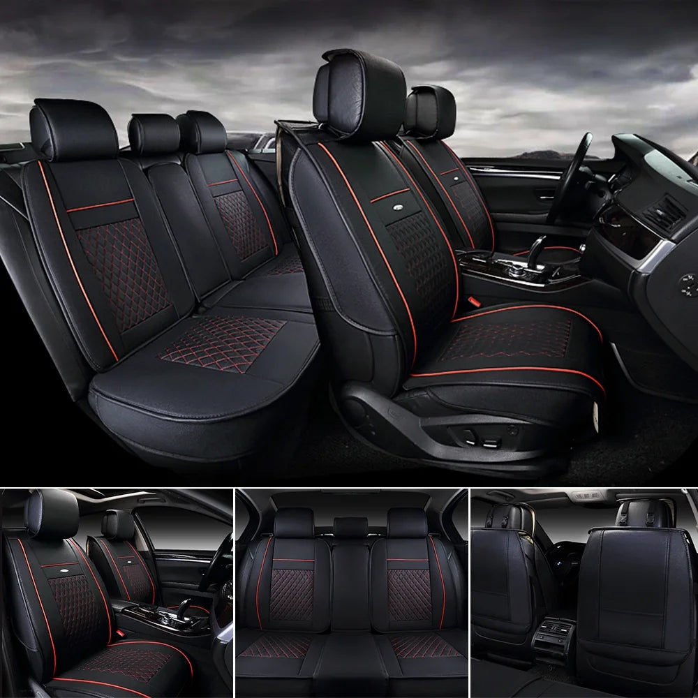 Deluxe Leather 5-Seats Front and Rear Full Set Car Seat Covers J3592