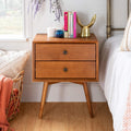 2 Drawer Solid Wood Nightstand Caramel O692