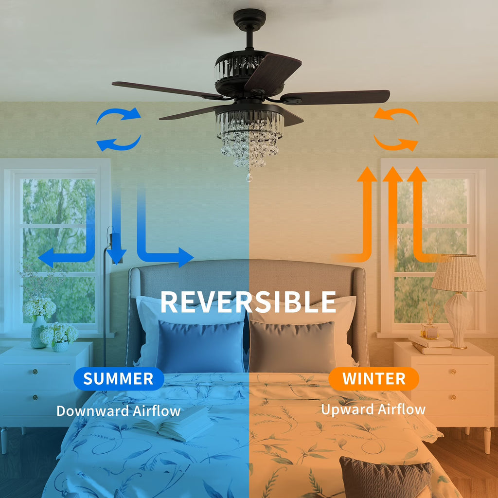 52" Dual-Sided Chandelier Ceiling Fan with Remote C4973