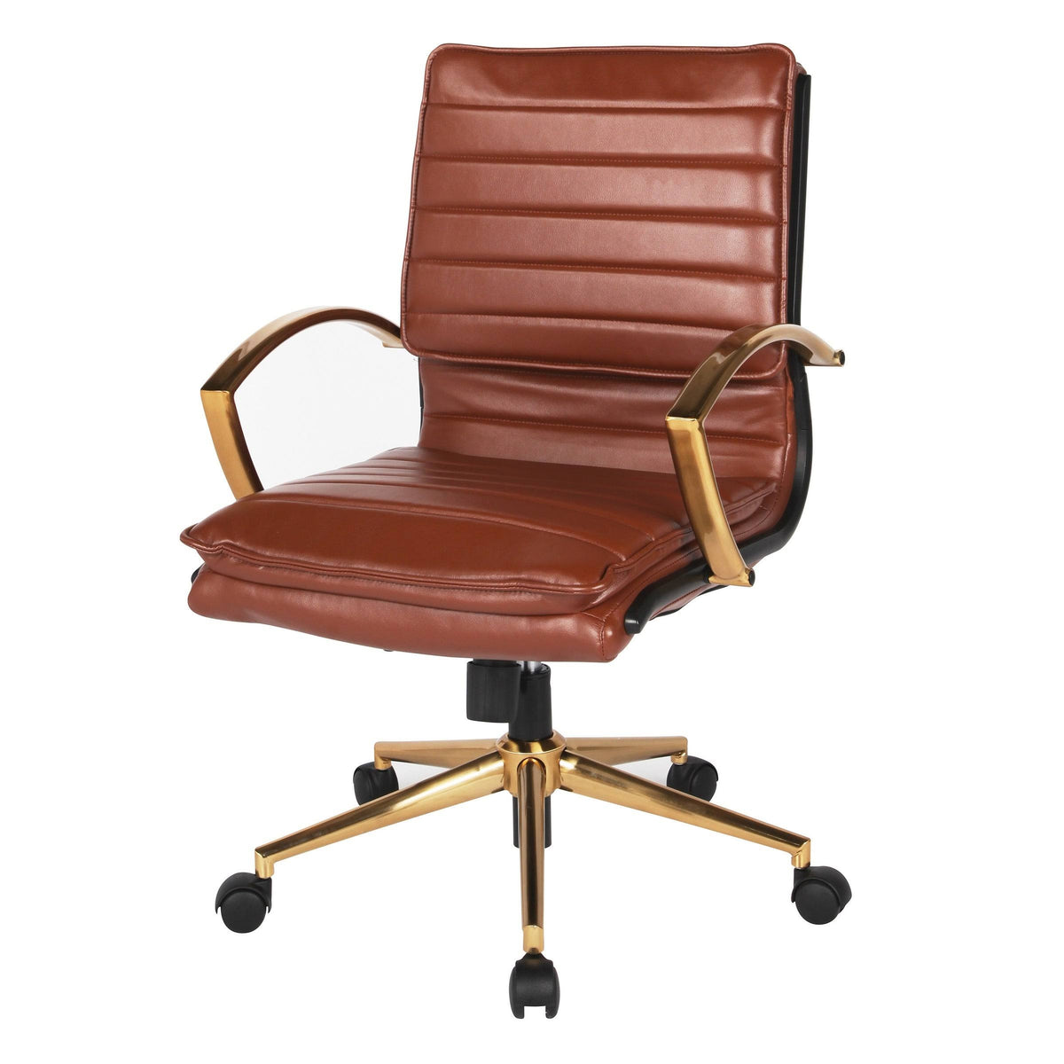 Navy Faux Leather Mid-Back Chair with Gold A15609