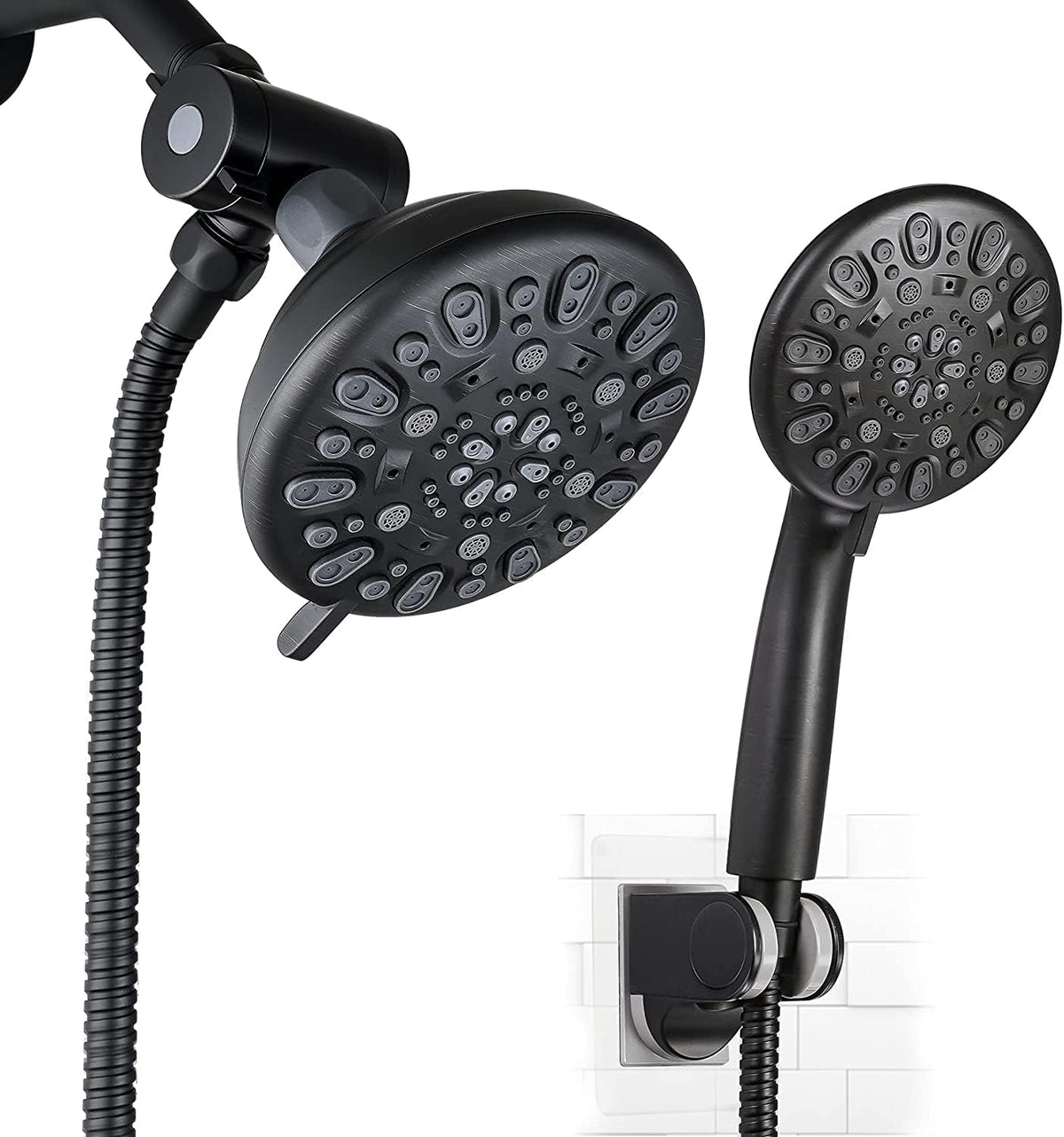 Matte Black 5" Rain Shower Head with Handheld Spray Combo, Pack of 2 N220