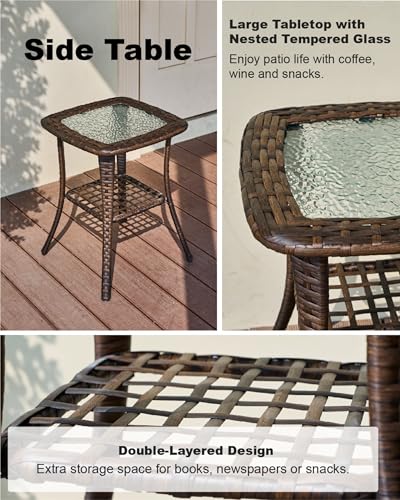 7PCS Blue Wicker Patio Furniture Set with Cushion B437