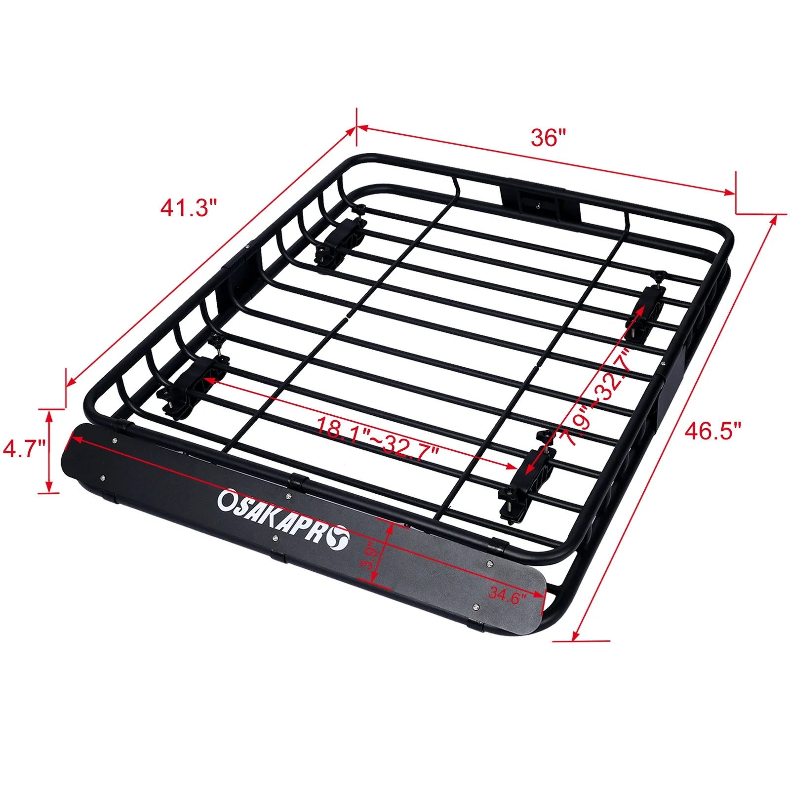 Black Steel Roof Rack Cargo Carrier Basket 42" W31531