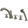Triple Handle Deck Mounted Roman Tub Faucet with Handshower A73130