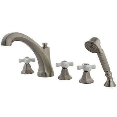 Triple Handle Deck Mounted Roman Tub Faucet with Handshower A73130