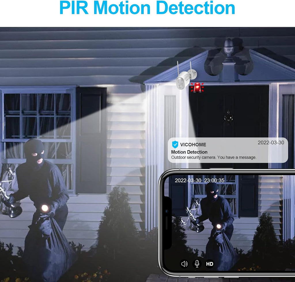 Wireless Outdoor Security Camera, 1080P WiFi, Color Night Vision, Motion Detection, Waterproof G4241