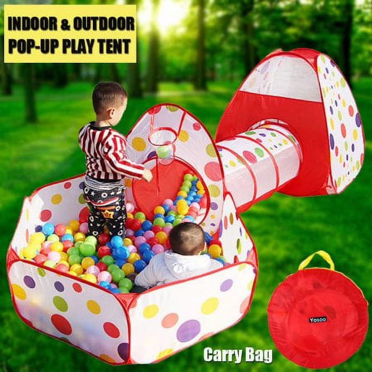 3 in 1 Kids Play Tent with Tunnel and Ball Pit F5277