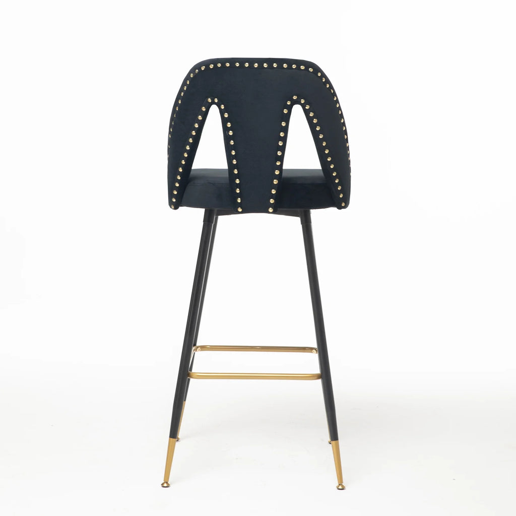 Black Velvet Bar Stools with Back, 30 inch Seat Height, Set of 4 P7722