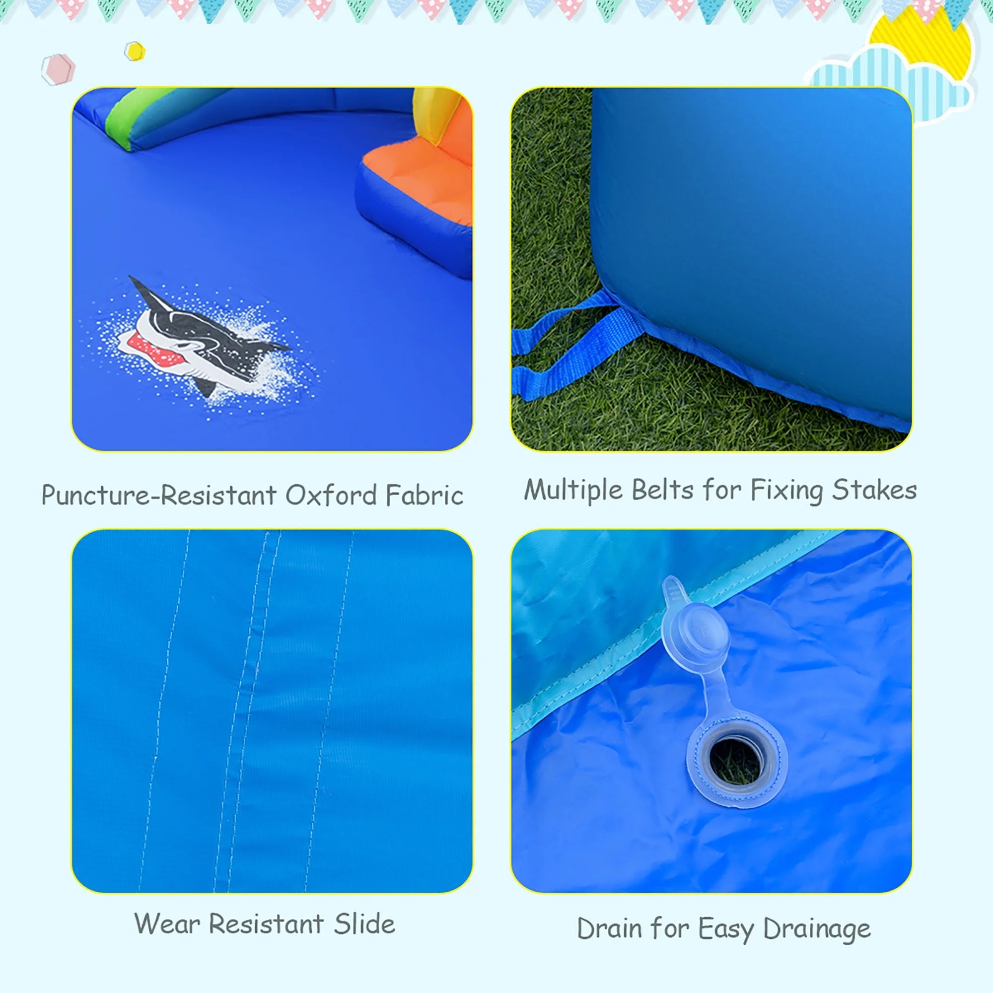 Inflatable Bounce House Water Splash Pool Dual Slide Climbing Wall T29407