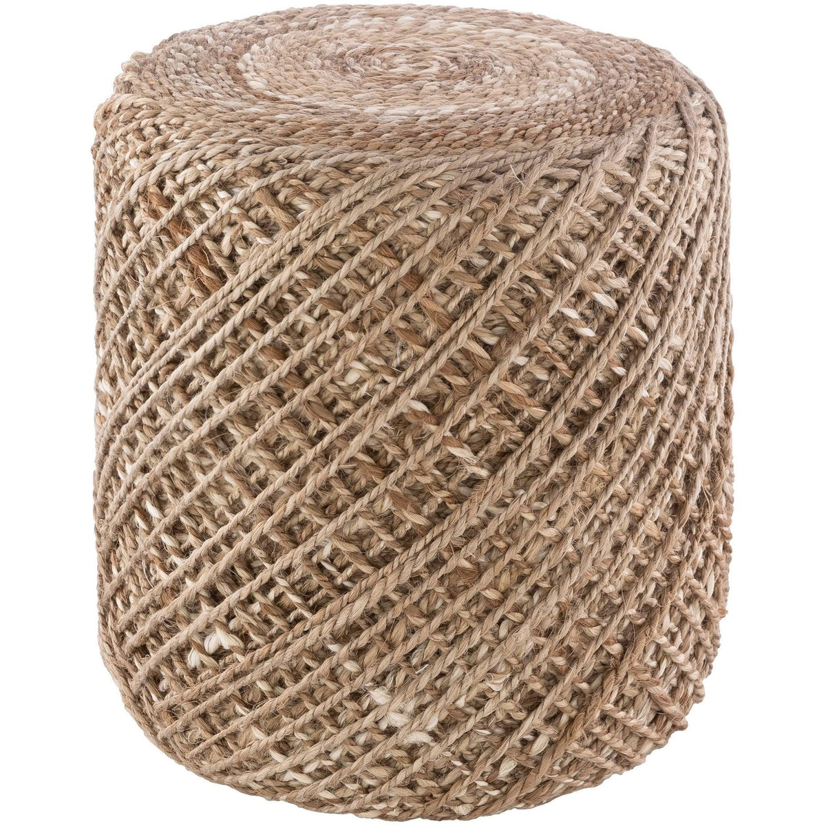 Braided Jute Cylinder Pouf W489617