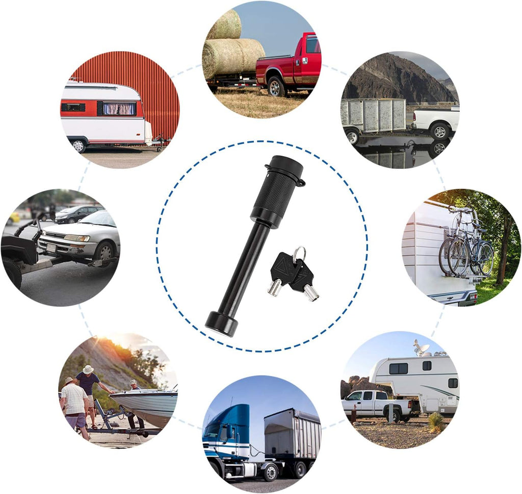 5/8 Dia 3-1/2" Long Trailer Hitch Pin Lock with 8 Rubber O-Rings (Keyed Alike 4 Pack) M297651
