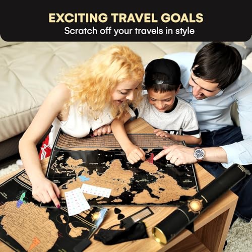 Scratch Off World Map Poster and United States Map with Accessories Set C548