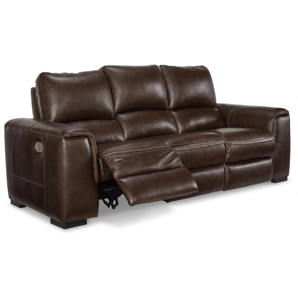 Walnut Leather Power Reclining Sofa with Headrest W94495
