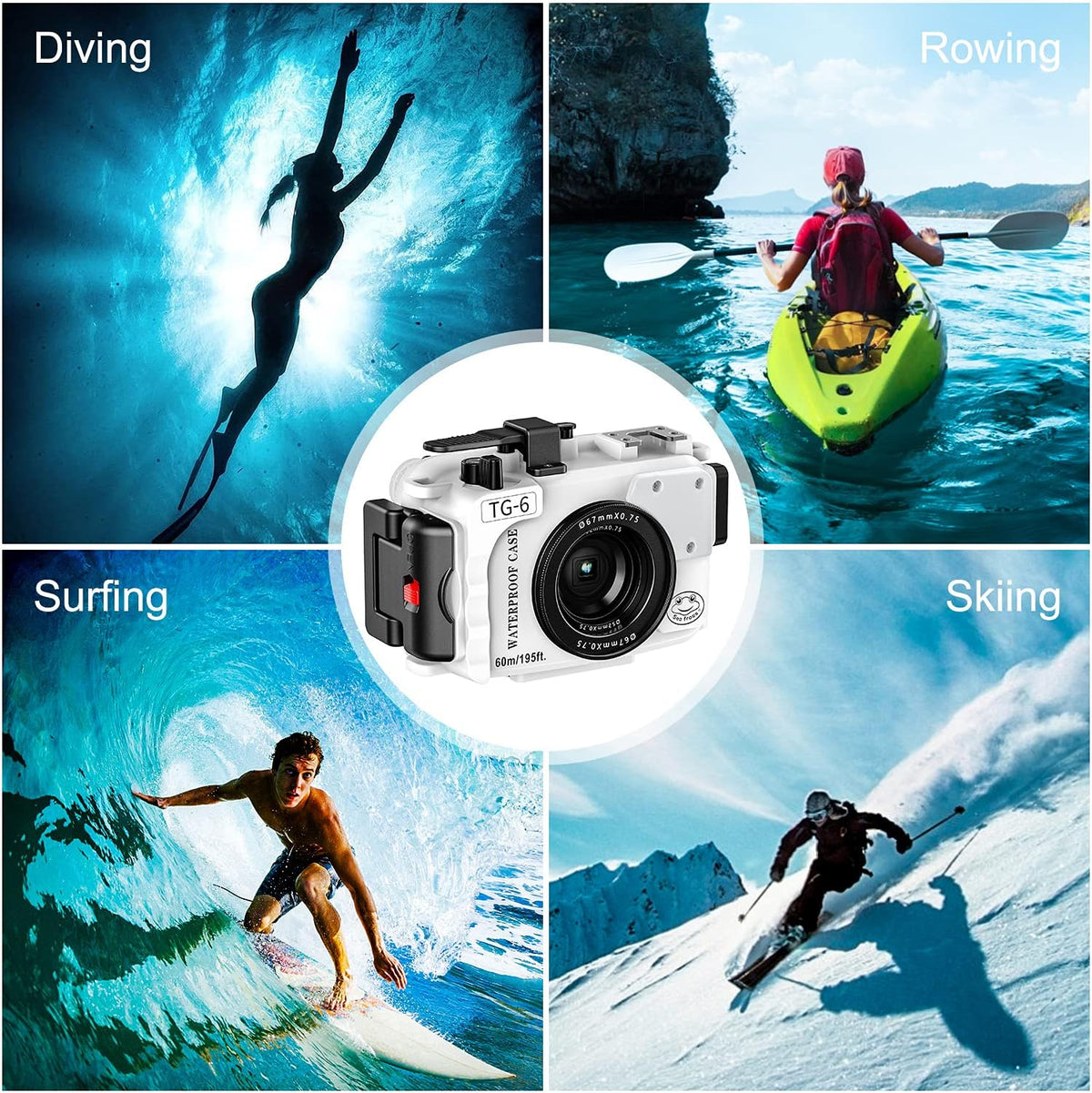 White Waterproof Diving Case for Olympus TG-6 P76557