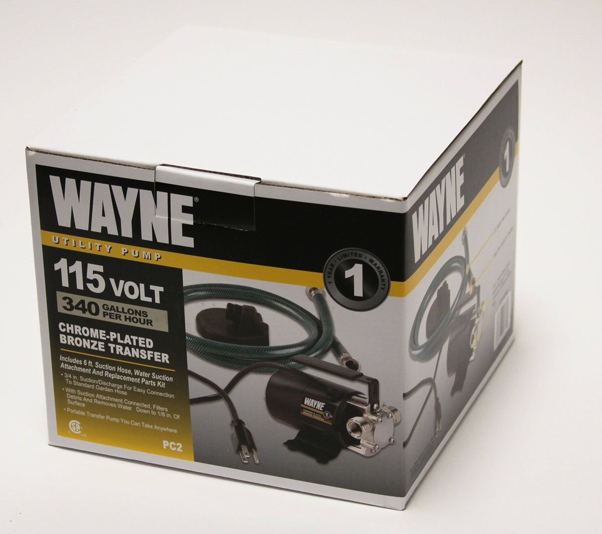 Black Portable Transfer Water Pump with Suction Hose and Attachment G159