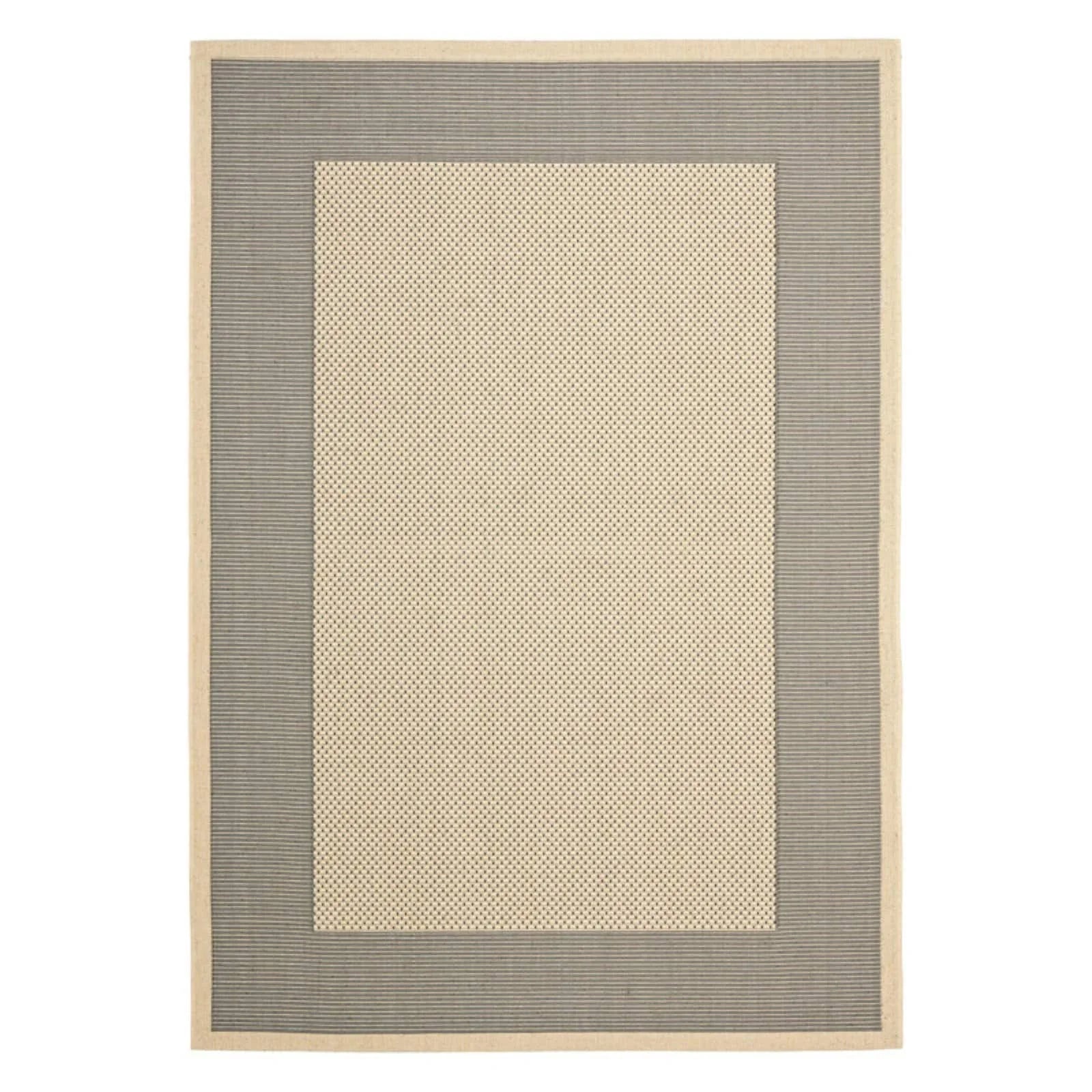 Natural/Gold Striped Border Indoor/Outdoor Area Rug W611