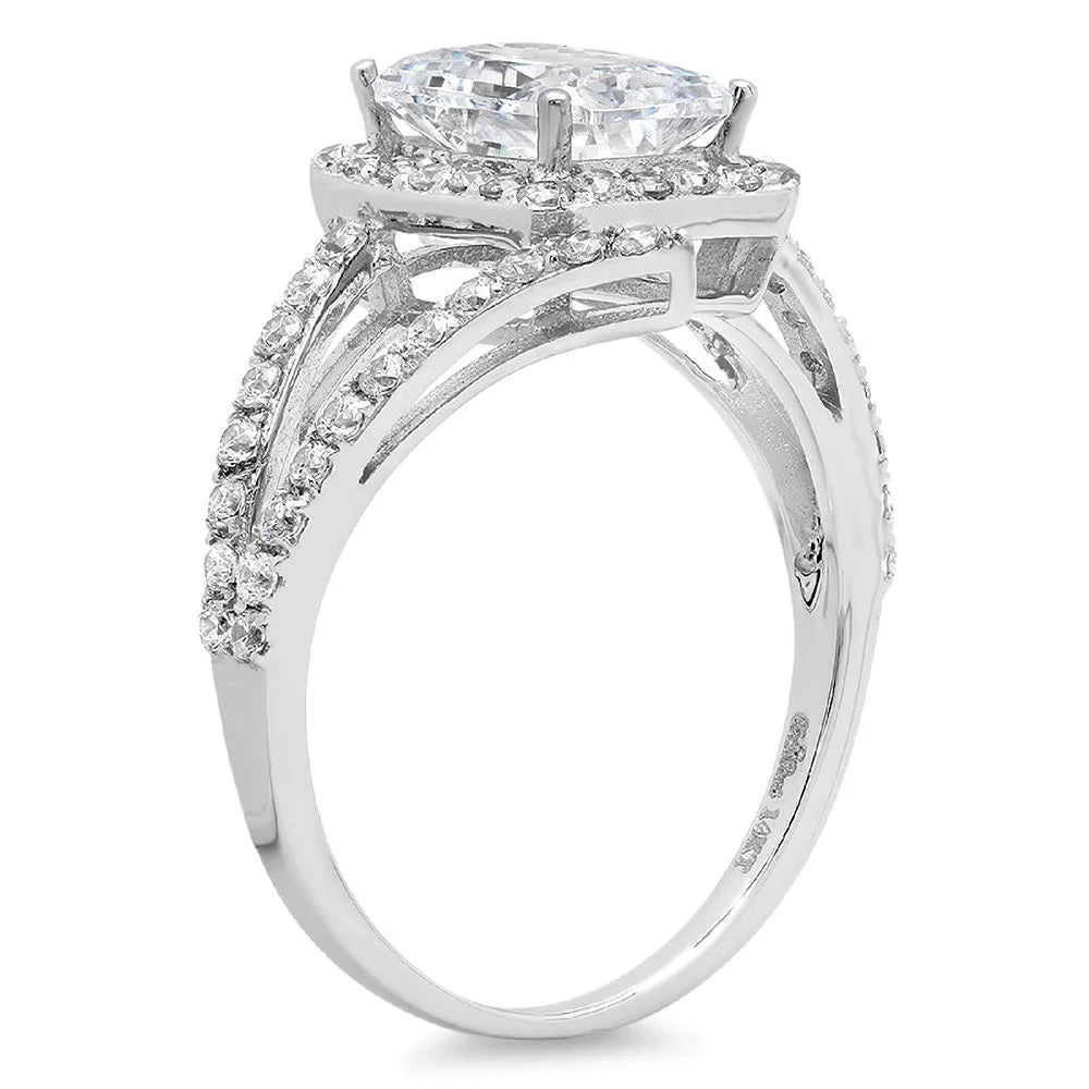 Emerald Cut Simulated Diamond Halo Ring H6869