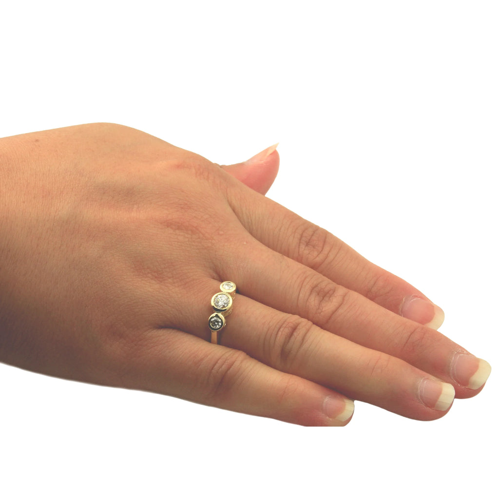 14K Yellow Gold Three-Stone Diamond Ring E30408