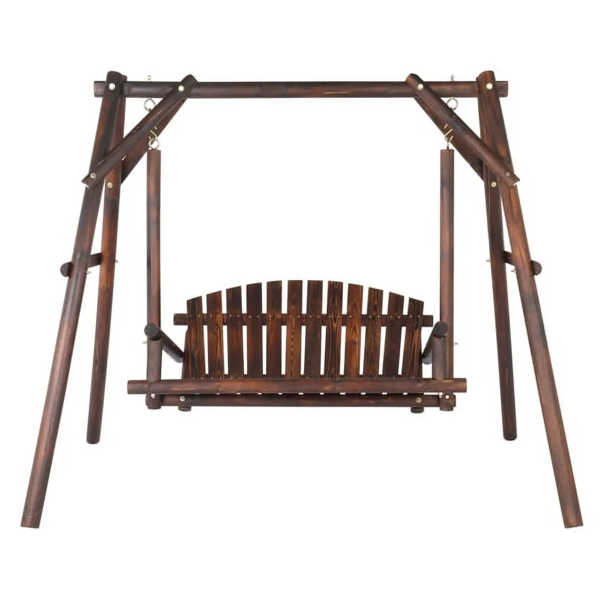 6.5ft Hardwood Patio Swing with Stand, Carbonized T4652