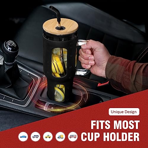 46 oz Glass Tumbler with Lid and Straw and Handle P3271