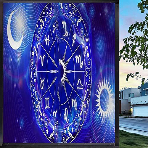 Astrology Blue Window Privacy Film, 17.7 in x 78.7 in F778
