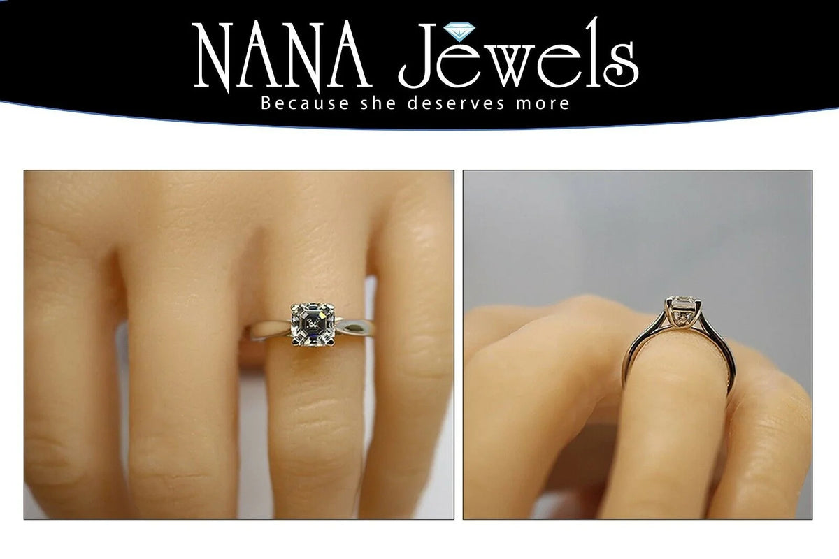 1.50ct Asscher Solitaire Silver CZ Engagement Ring J406