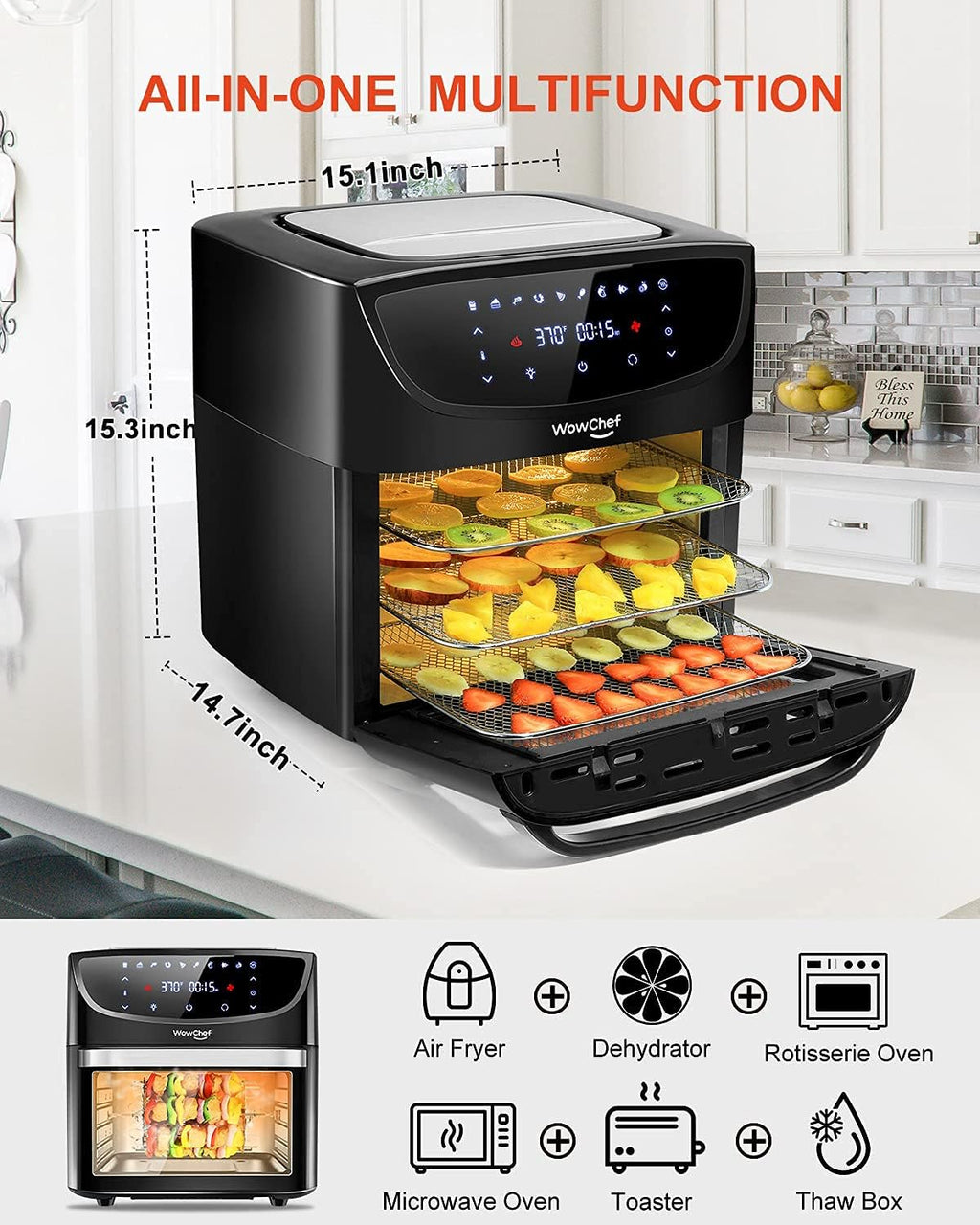 20 Quart 10-in-1 Digital Air Fryer Oven with Racks E264566