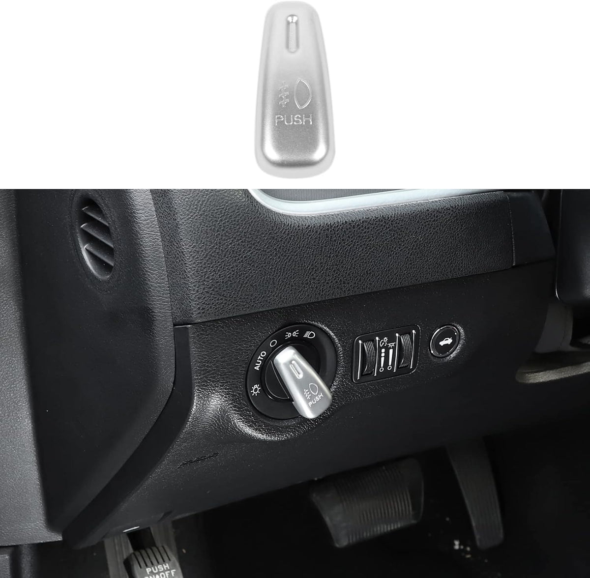 Red Carbon Fiber Headlight Control Switch Knob Cover Trim Pack of 2 M34926