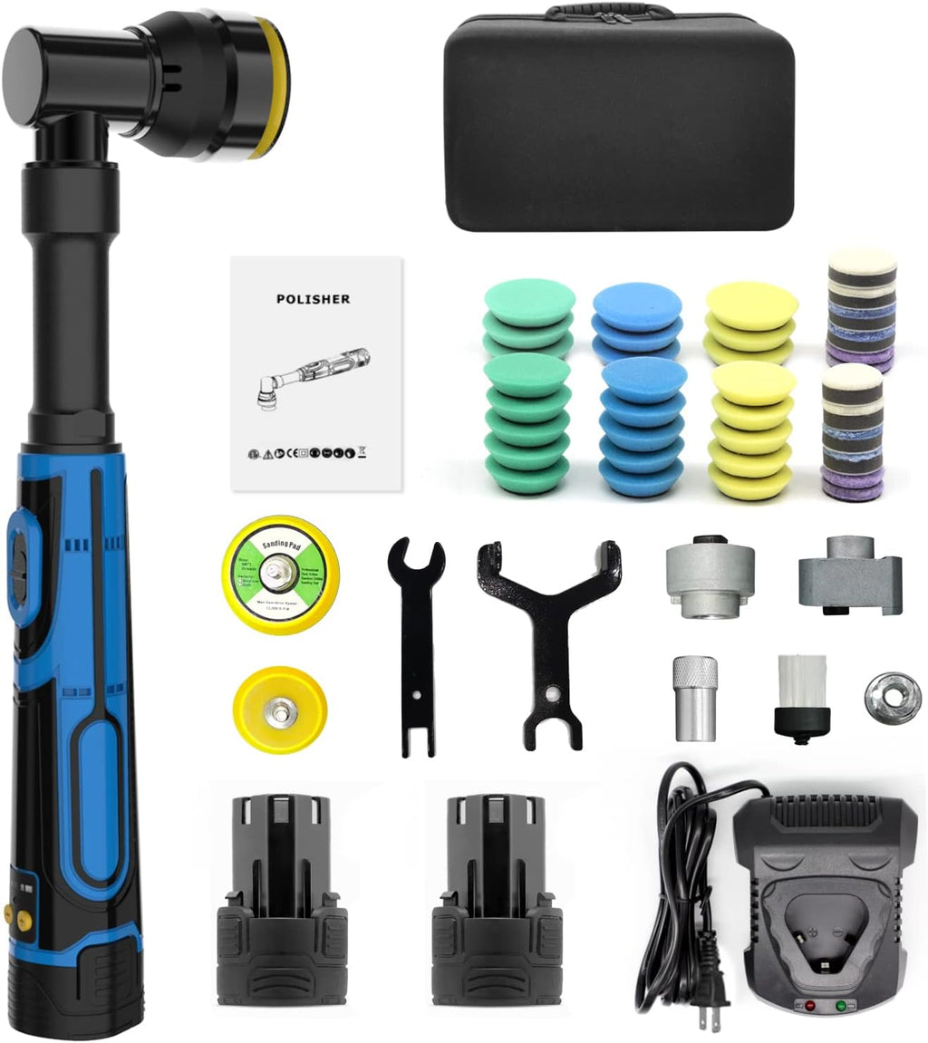 Mini Cordless Polisher, 5 Variable Speed 2500-6000RPM, 2 Batteries and 1 Battery Charger F828198