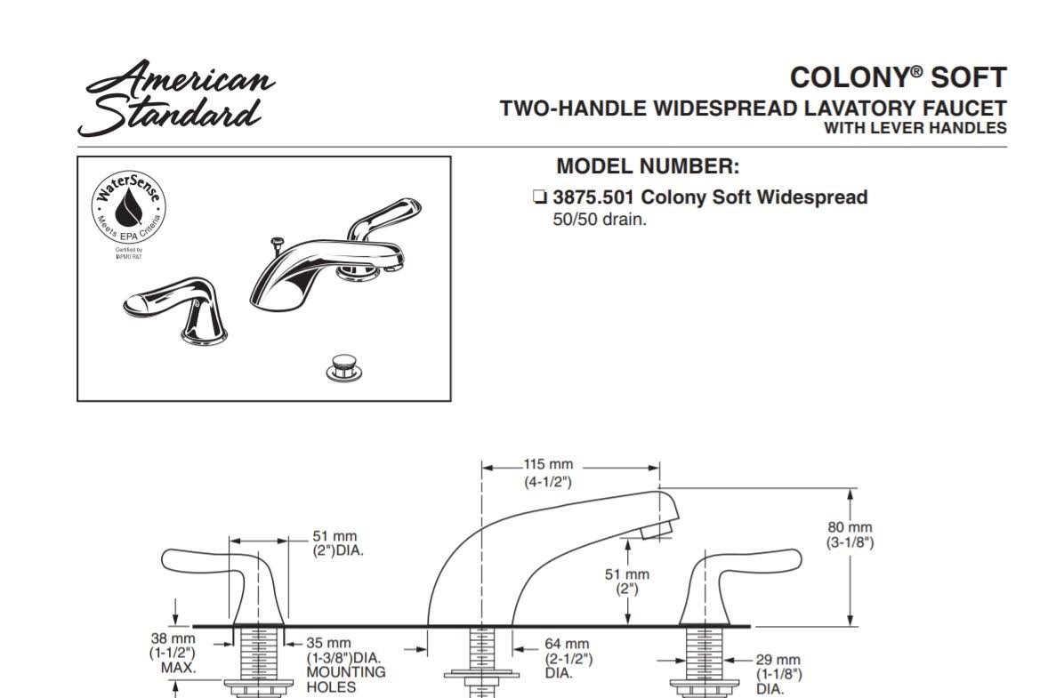 Chrome 2-Handle Widespread Bathroom Faucet F9277