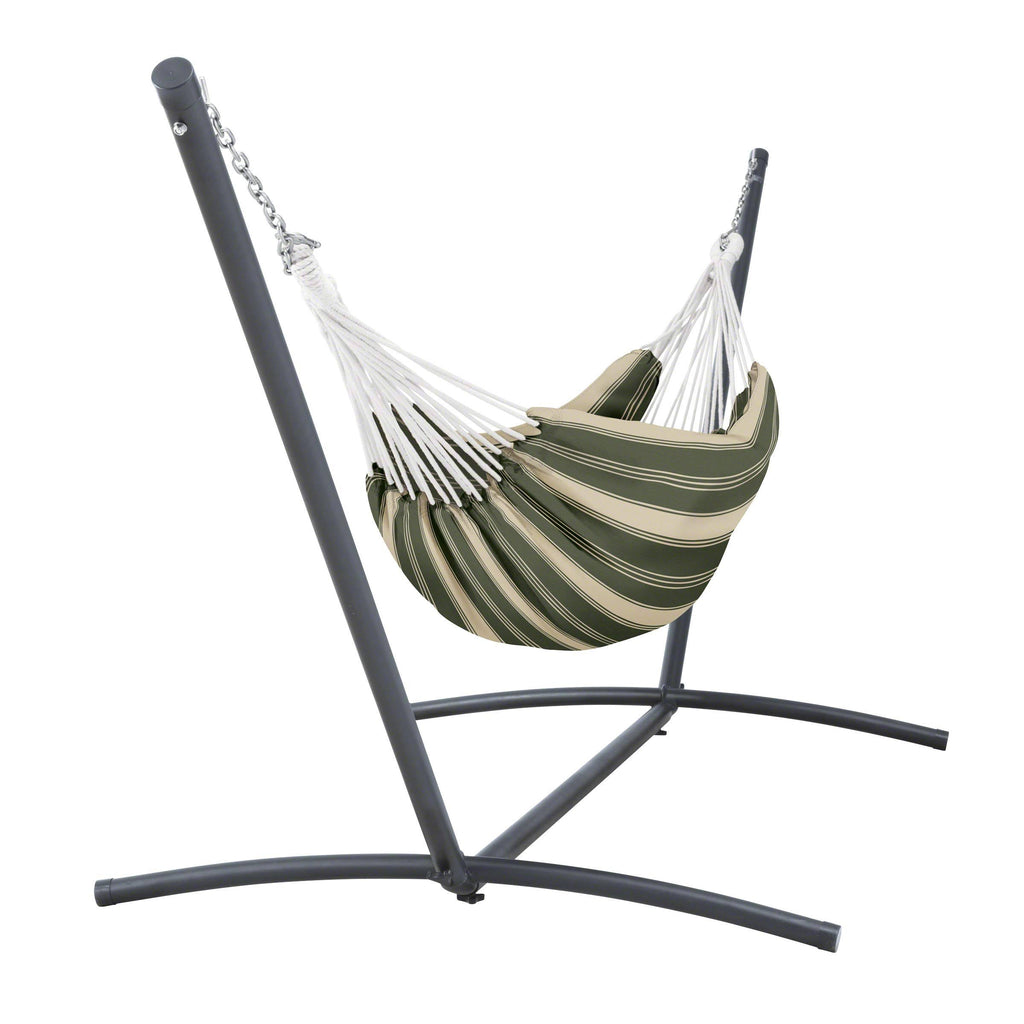Heather Fern Green Stripe Hammock with Steel Stand P2619