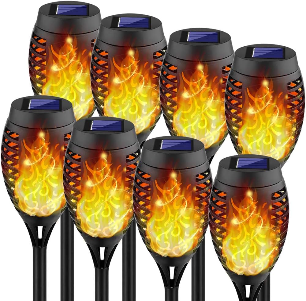 8Pack Solar Torch Light with Flickering Flame O79556