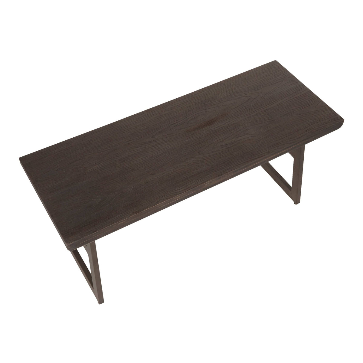 Black/Brown Metal and Wood Industrial Bench Z435