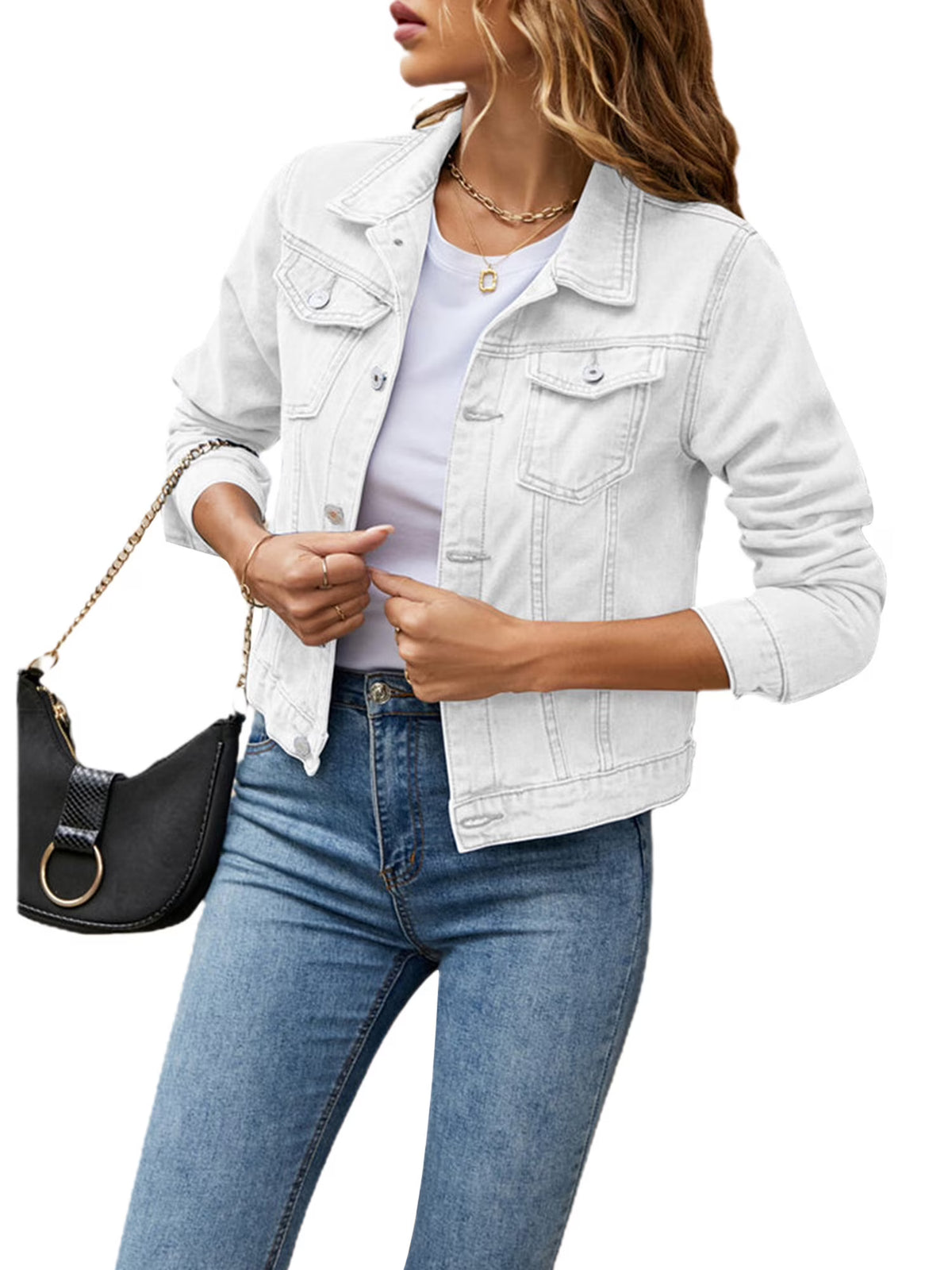 Women's Stretch Fitted Denim Jean Jacket Y742