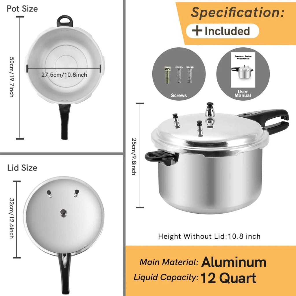 12 Quart Aluminum Pressure Cooker with Canning Rack O25512