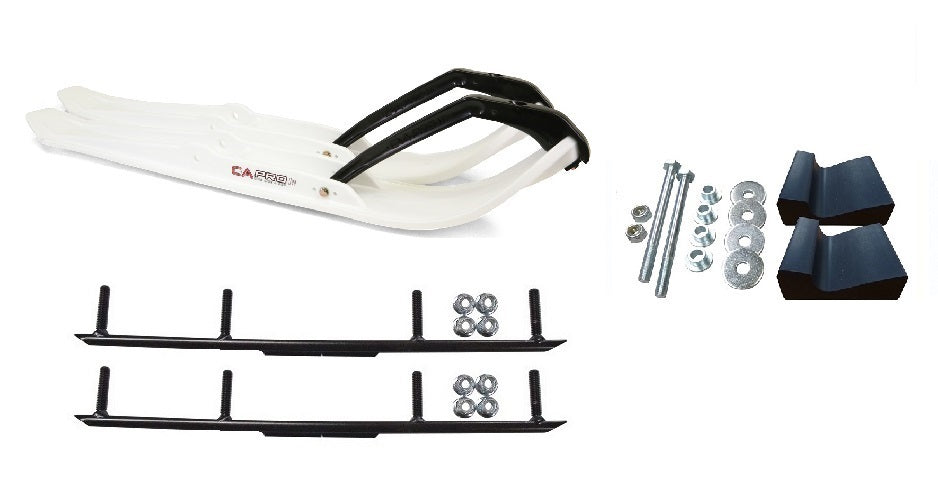 White XPT Snowmobile Skis Complete Kit Z2897