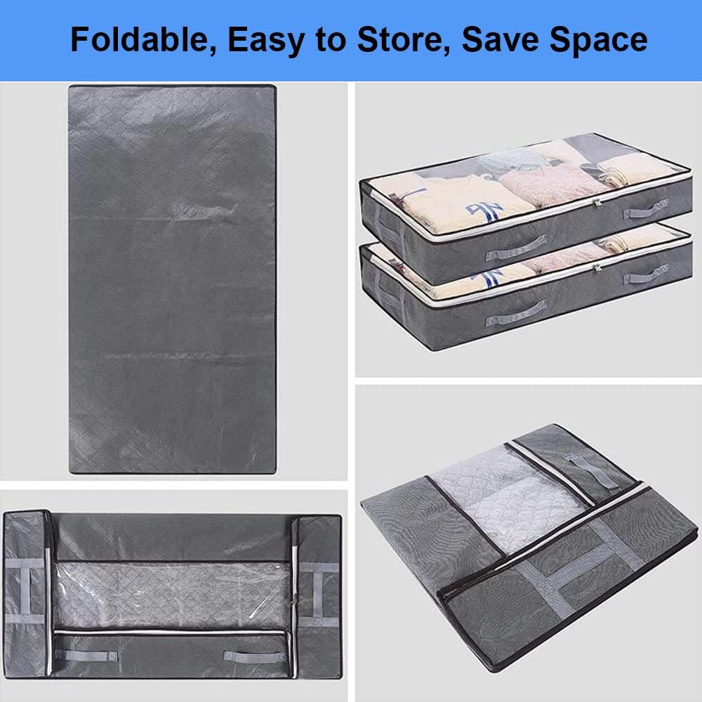 Black 4-Pack Large Underbed Storage Bags with Clear Window and Handles F919