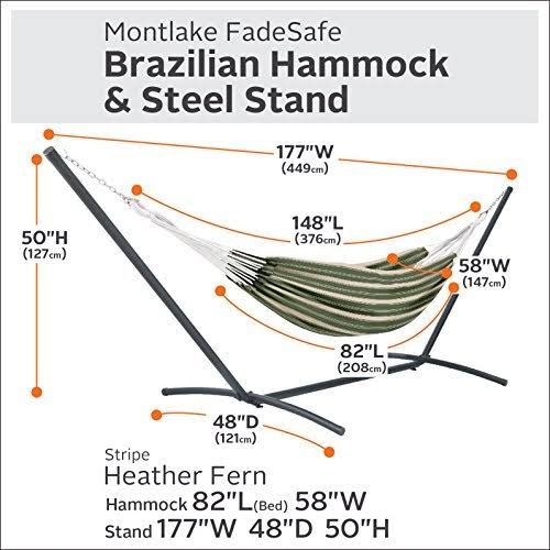 Heather Fern Green Stripe Hammock with Steel Stand P2619