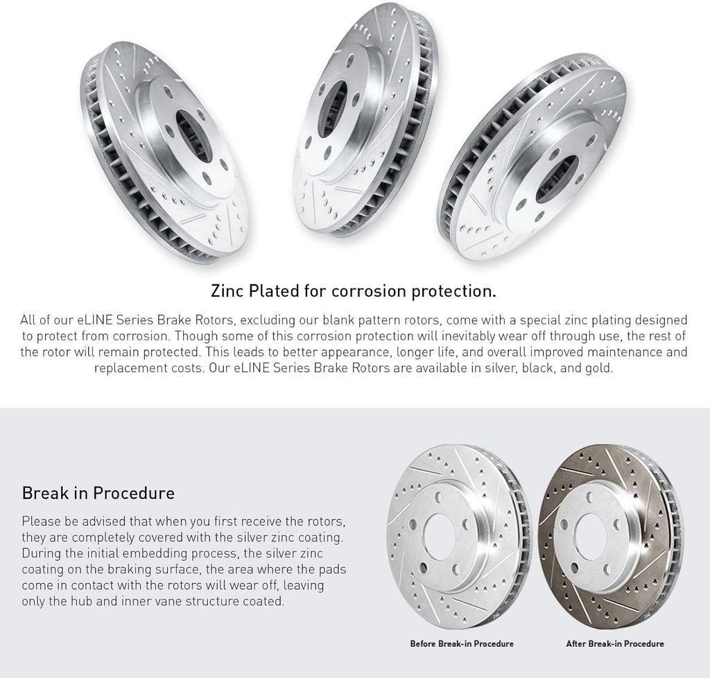 Front Rear Drilled and Slotted Brake Rotors G849873
