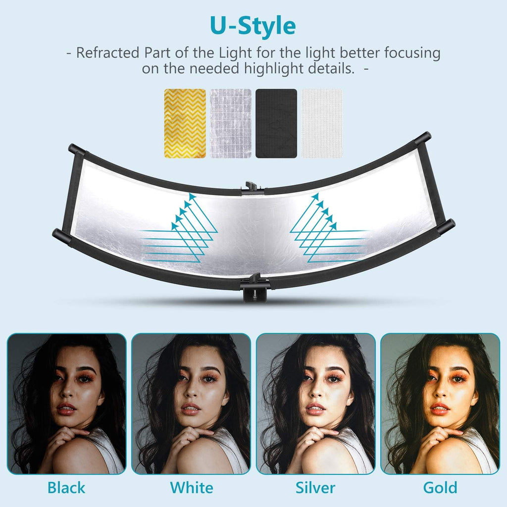 Black/White/Gold/Silver Photography Curved Lighting Reflector with Carrying Bag E213815