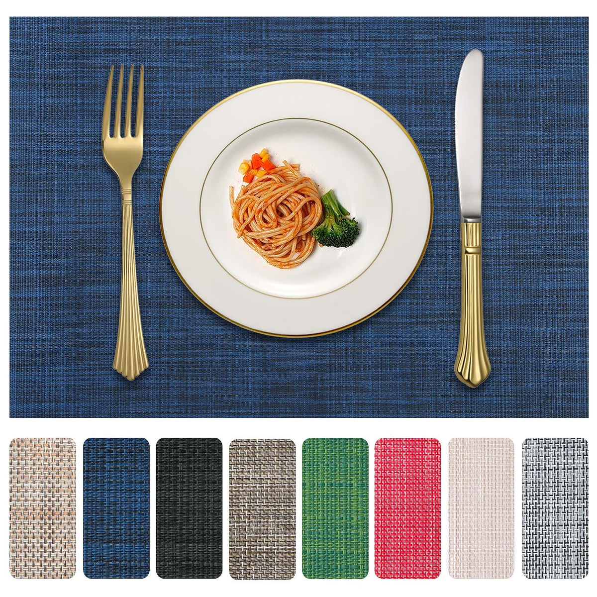 Navy Blue PVC Woven Placemats Set of 4 E5913