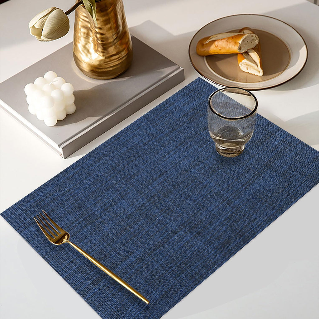Navy Blue PVC Woven Placemats Set of 4 E5913