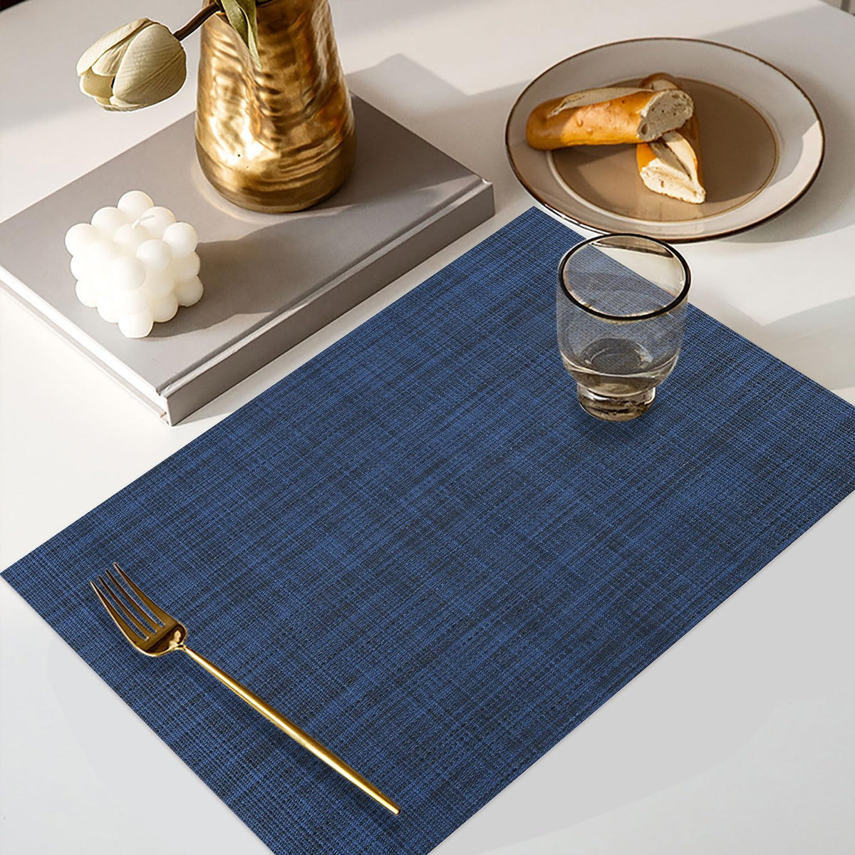 Navy Blue PVC Woven Placemats Set of 4 E5913