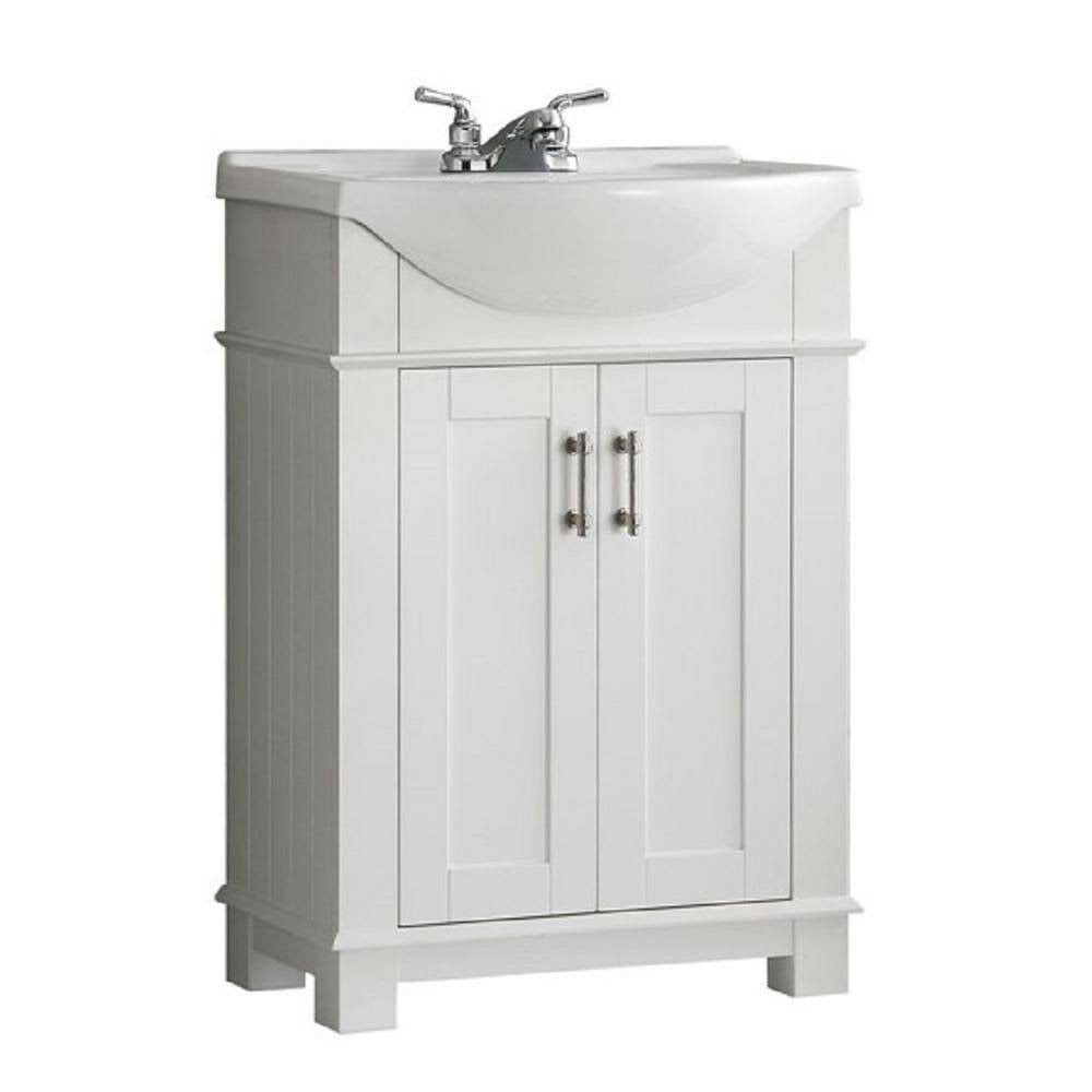 White Ceramic Top Bathroom Vanity Cabinet M565169
