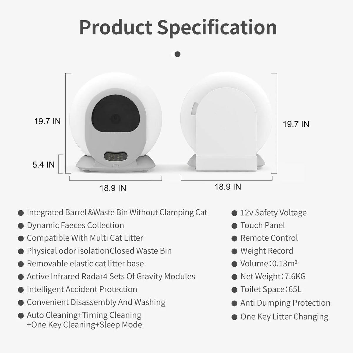 Self-Cleaning Automatic Cat Litter Box with App Control O273402